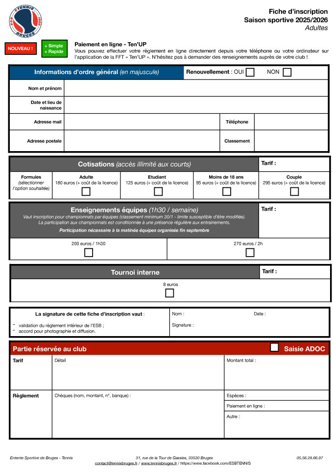 Formulaire Inscription