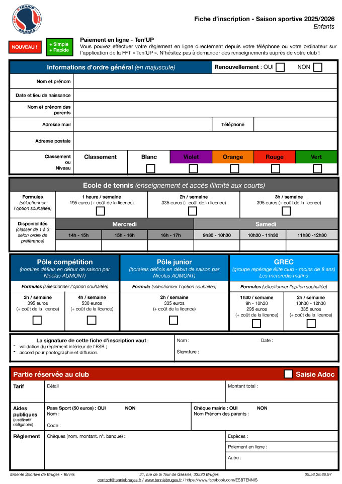 Formulaire Inscription